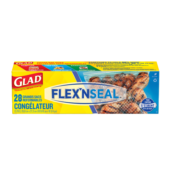 Sacs pour congélateur FLEX’N SEALMC de Glad®, 28 grands sacs